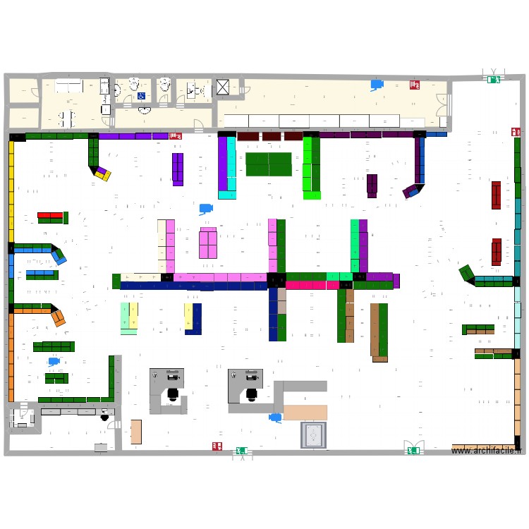 Plan magasin diplomed. Plan de 6 pièces et 643 m2