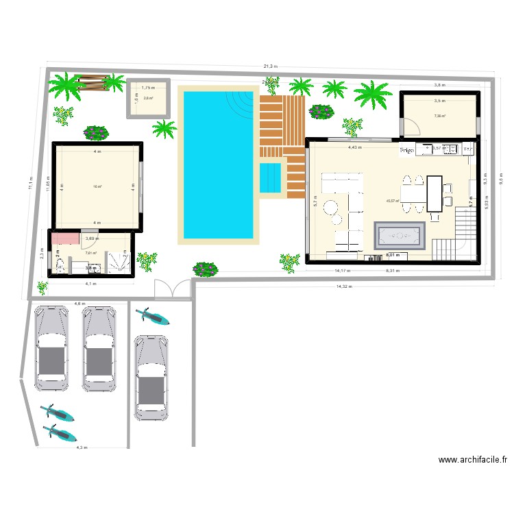 Villa 2-Lantai1GK1. Plan de 5 pièces et 79 m2