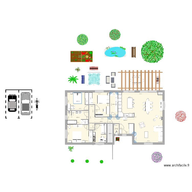 Maison type 2. Plan de 7 pièces et 140 m2