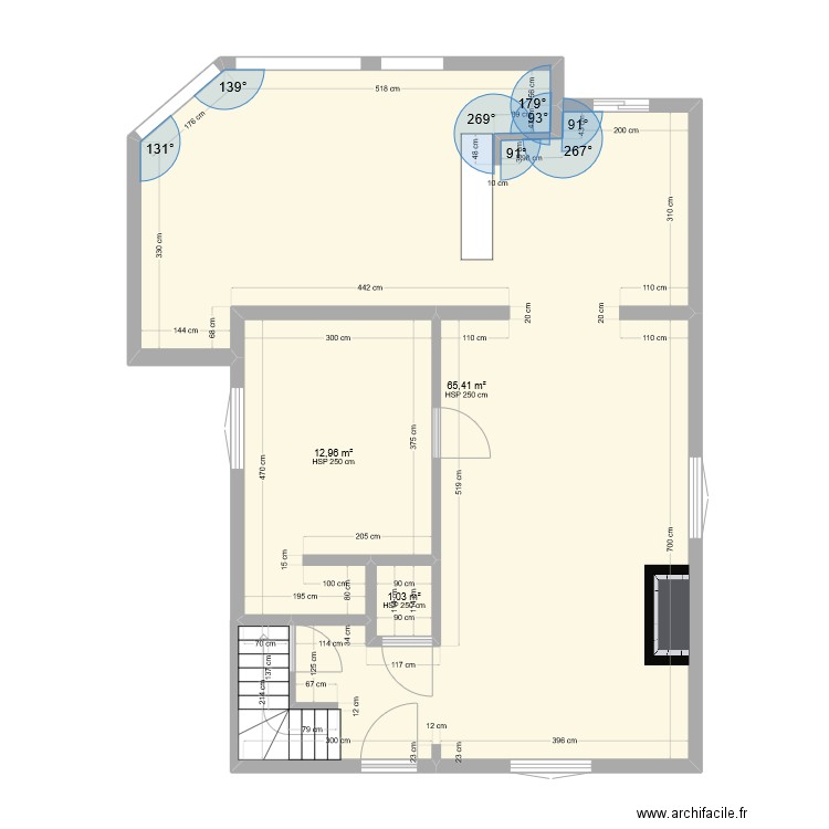 La TESSOUALLE. Plan de 3 pièces et 79 m2