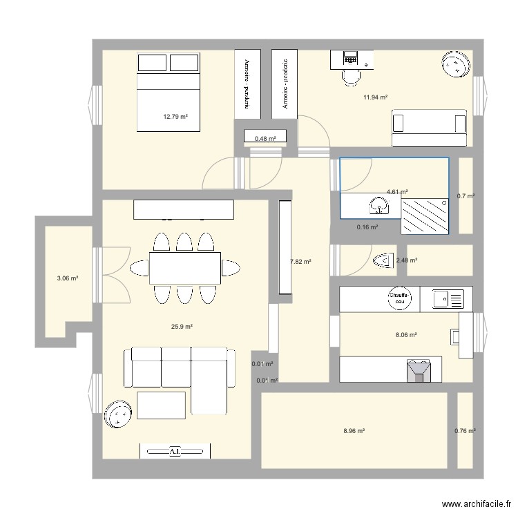 Appart avec meubles. Plan de 0 pièce et 0 m2