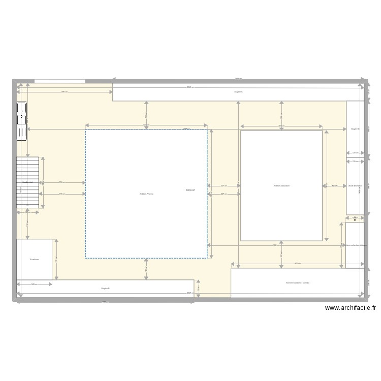 Nimy - archives. Plan de 1 pièce et 341 m2