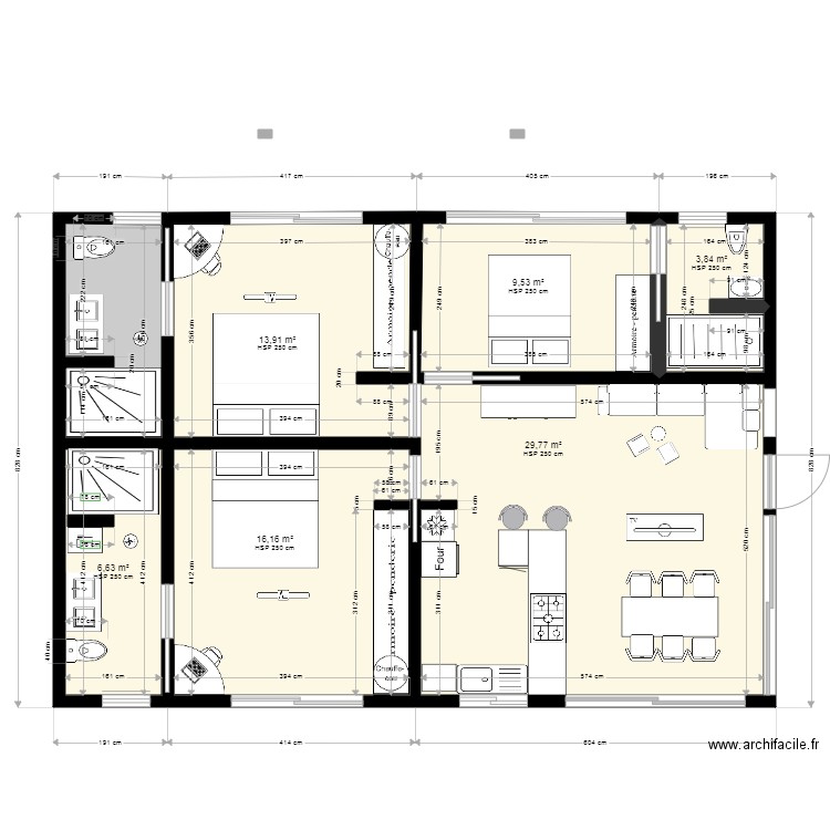 HABITATION  3 chambres et 1 BUANDERIE. Plan de 0 pièce et 0 m2