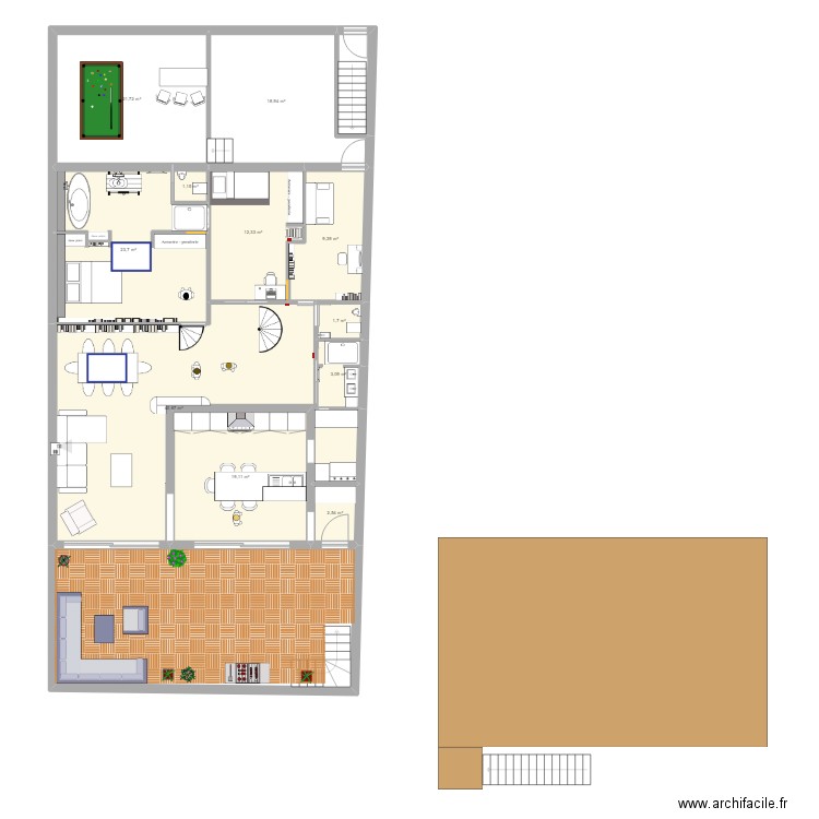 Loft APC . Plan de 17 pièces et 238 m2