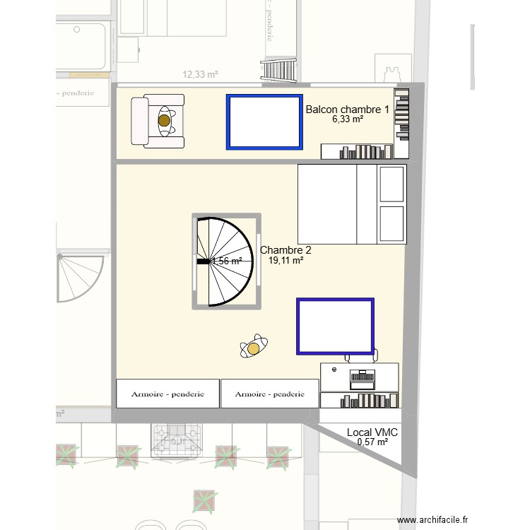 Loft APC . Plan de 17 pièces et 232 m2
