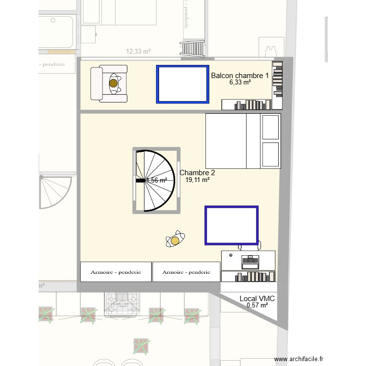 Loft APC . Plan de 17 pièces et 238 m2