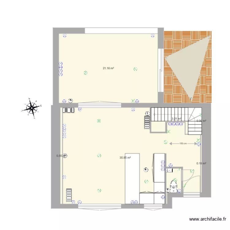 Maison Doro JB cuisine salle &agrave; manger. Plan de 