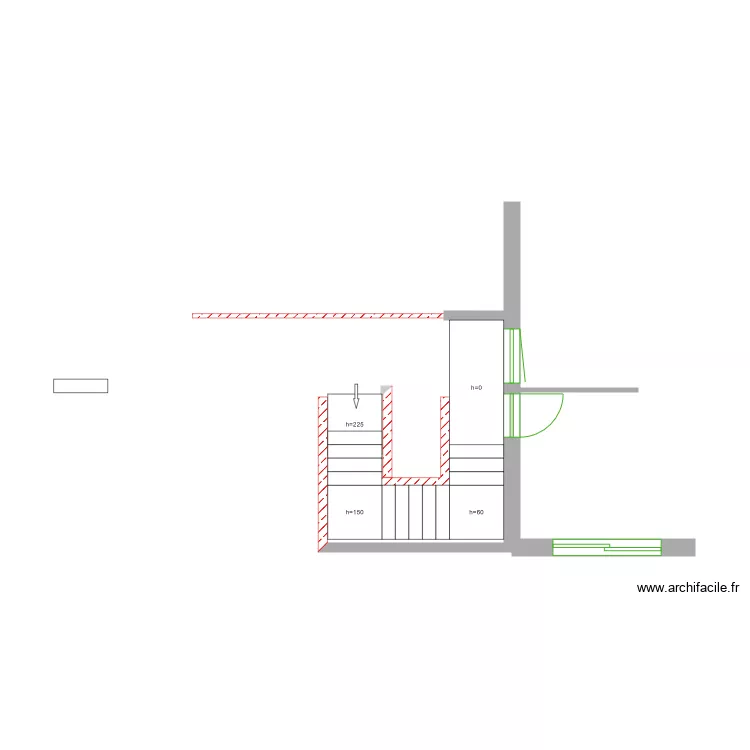 escalier studio. Plan de 