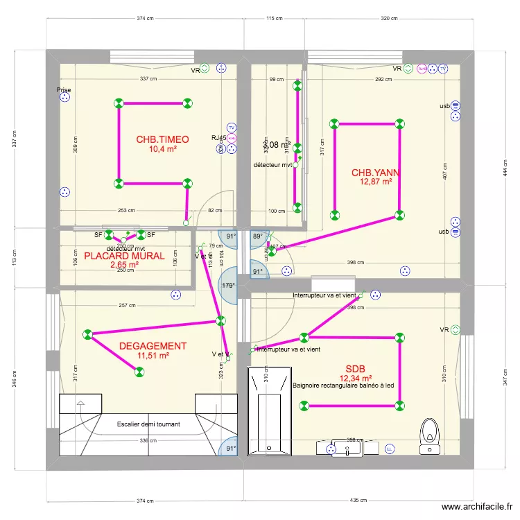 implantation maison bertignat 2 &egrave;me &eacute;tage. Plan de 