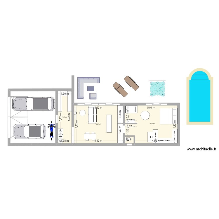 Container. Plan de 7 pièces et 98 m2