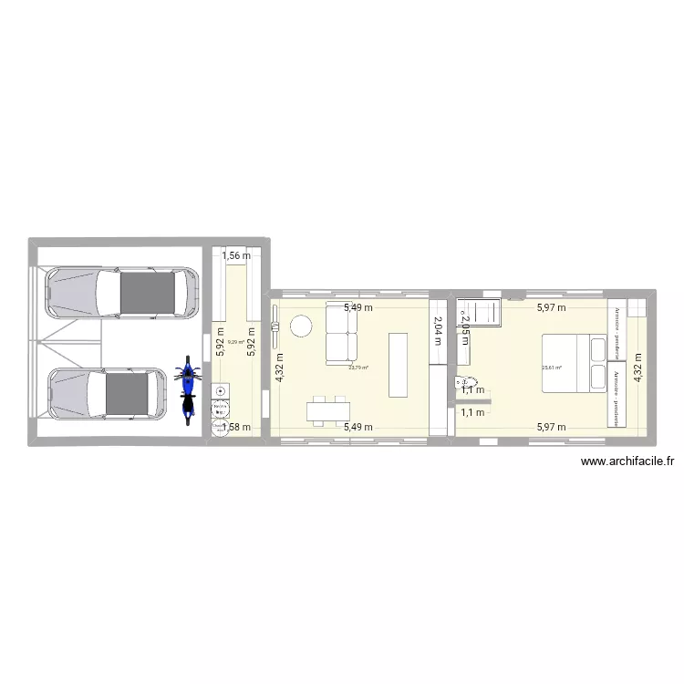 Container. Plan de 3 et 59 m² Container. Plan de 3 et 59 m²