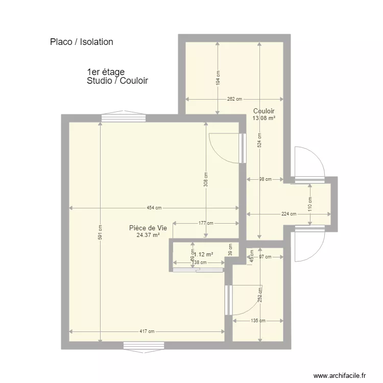 studio placo. Plan de studio placo. Plan de