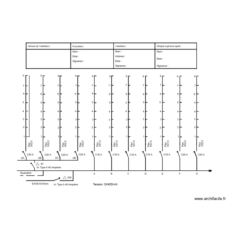Sch&eacute;ma unifilaire 1. Plan de 