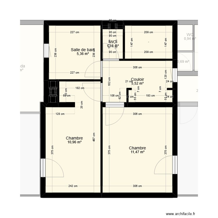 GAYRAUD. Plan de 24 pièces et 206 m2