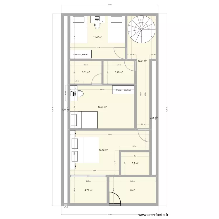 LIMETE R+1 V2. Plan de 11 pièces et 76 m²