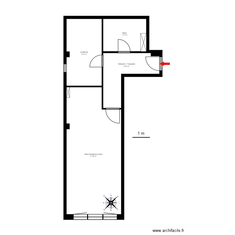 ED. CASABELLA 2-D. ENCAMP. Plan de 4 pièces et 41 m2