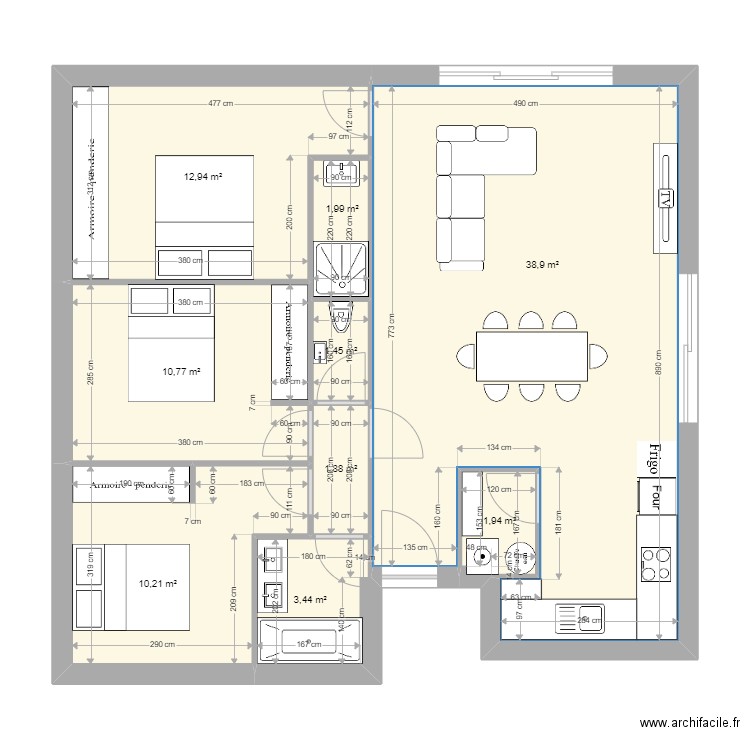 plan maison 12. Plan de 9 pièces et 84 m2