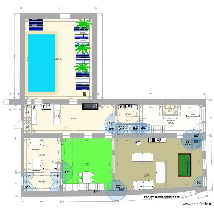 CUISINE. Plan de 12 pièces et 234 m2