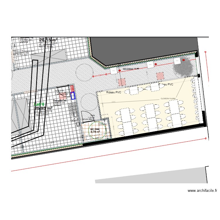 SALLE CLERMONT. Plan de 1 pièce et 38 m2