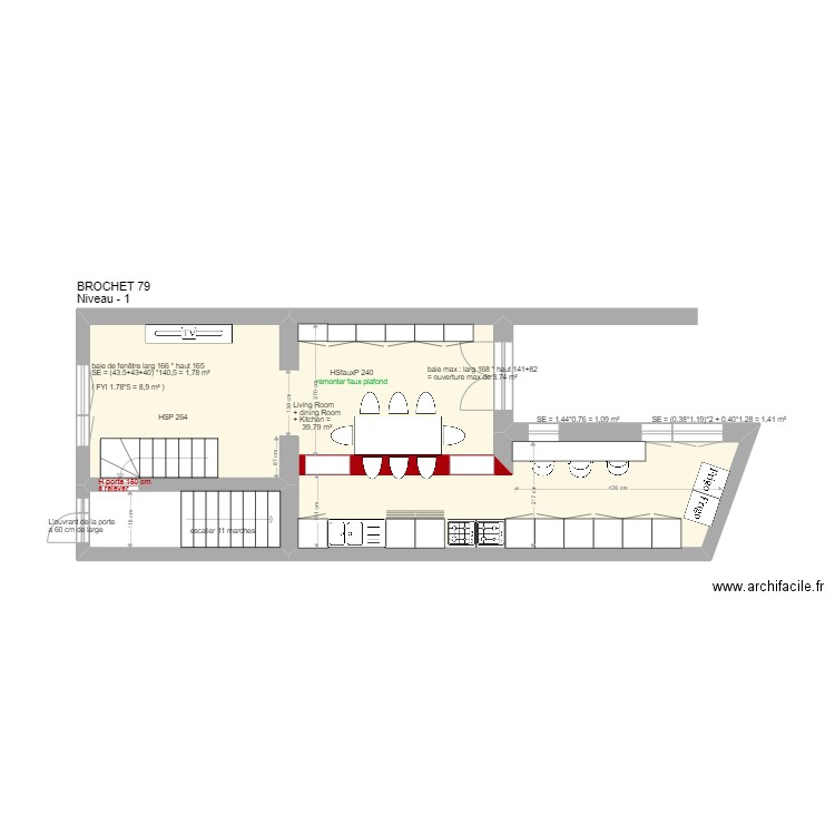 BROCHET document de travail. Plan de 24 pièces et 214 m2