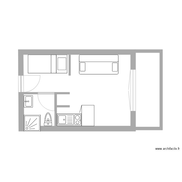 Studio 17 m2. Plan de 0 pièce et 0 m2