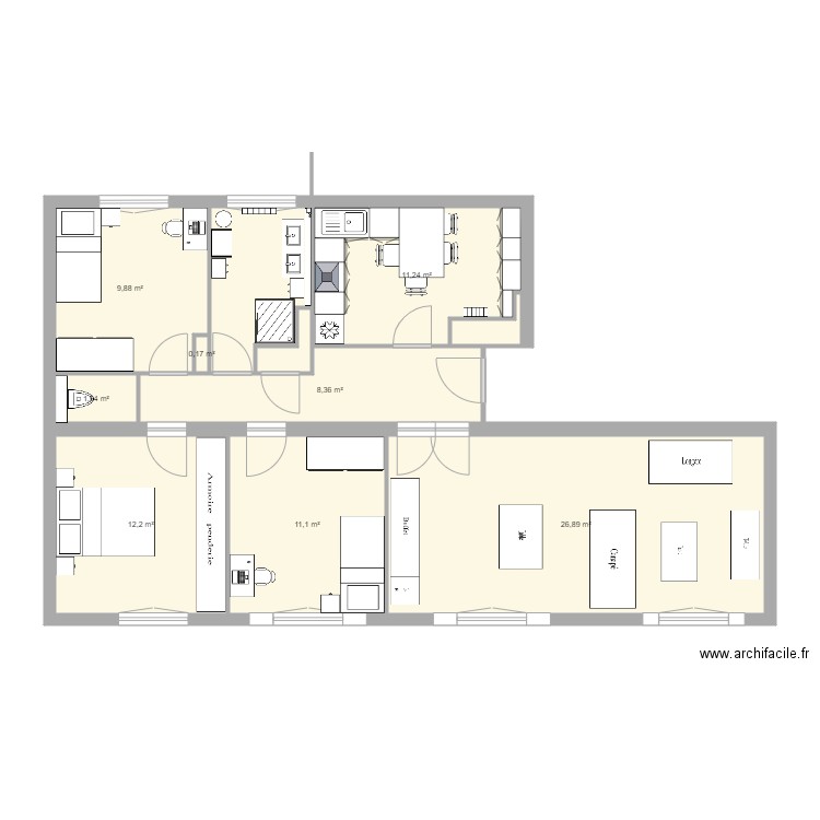 Appartemement. Plan de 0 pièce et 0 m2