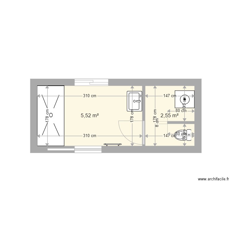 salle de bain - Plan dessiné par metalinox