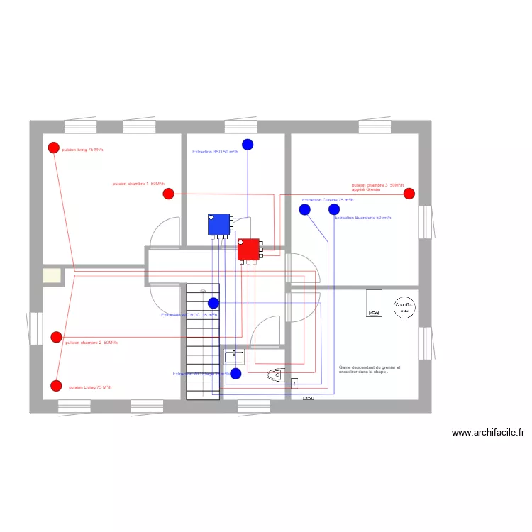 Plan VMC RDC ET ETAGE. Plan de Plan VMC RDC ET ETAGE. Plan de