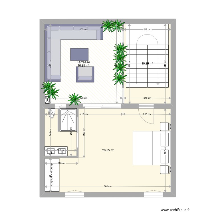 Projet 2eme étage Bunyola. Plan de 3 pièces et 56 m2
