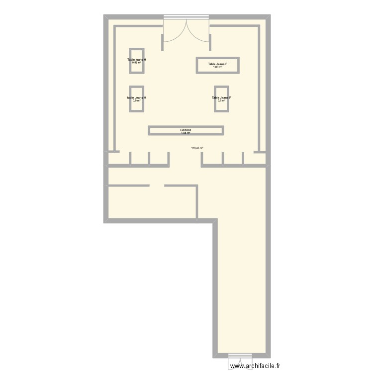 Plan magasin. Plan de 6 pièces et 133 m2