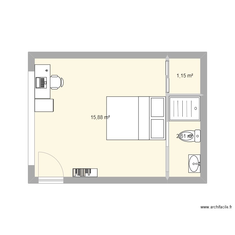 Chambre amis haut du garage. Plan de 0 pièce et 0 m2