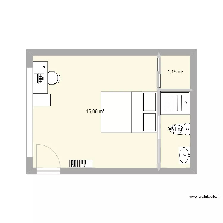 Chambre amis haut du garage. Plan de 