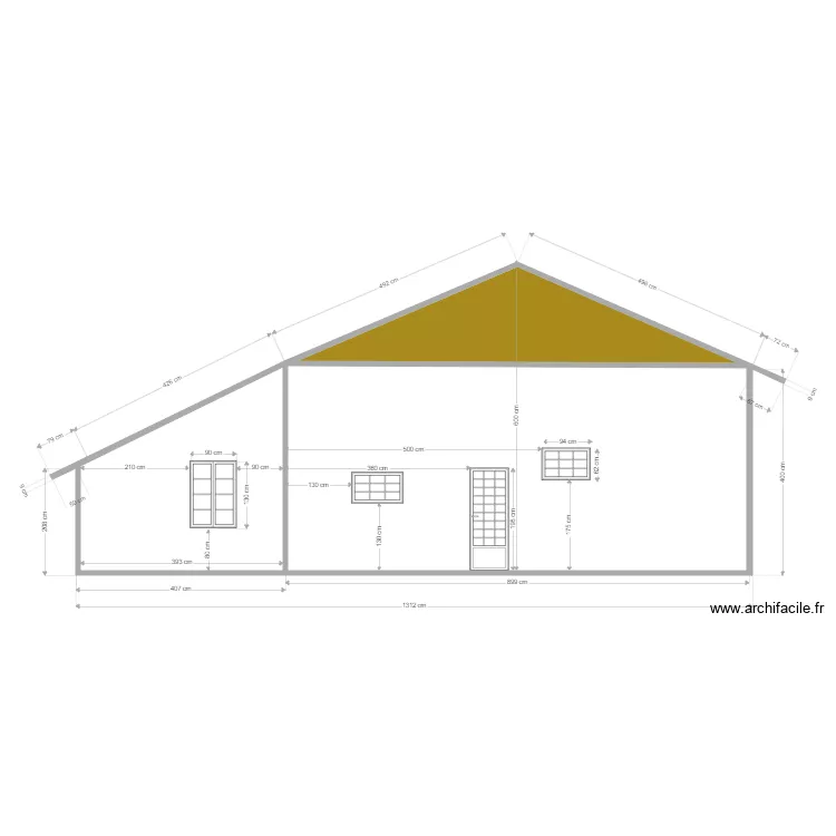 FACE EST APRES TRAVAUX. Plan de 
