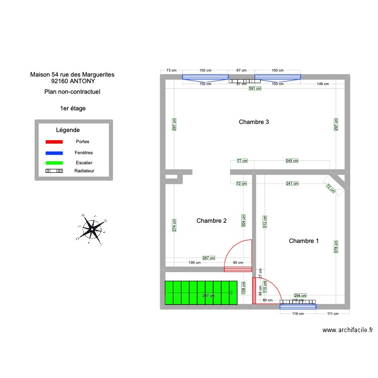 BLINO avec mesure . Plan de 6 pièces et 46 m2