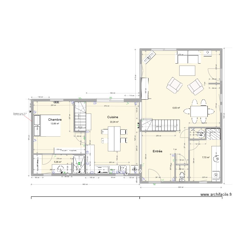 Port Blanc RdC. Plan de 6 pièces et 94 m2