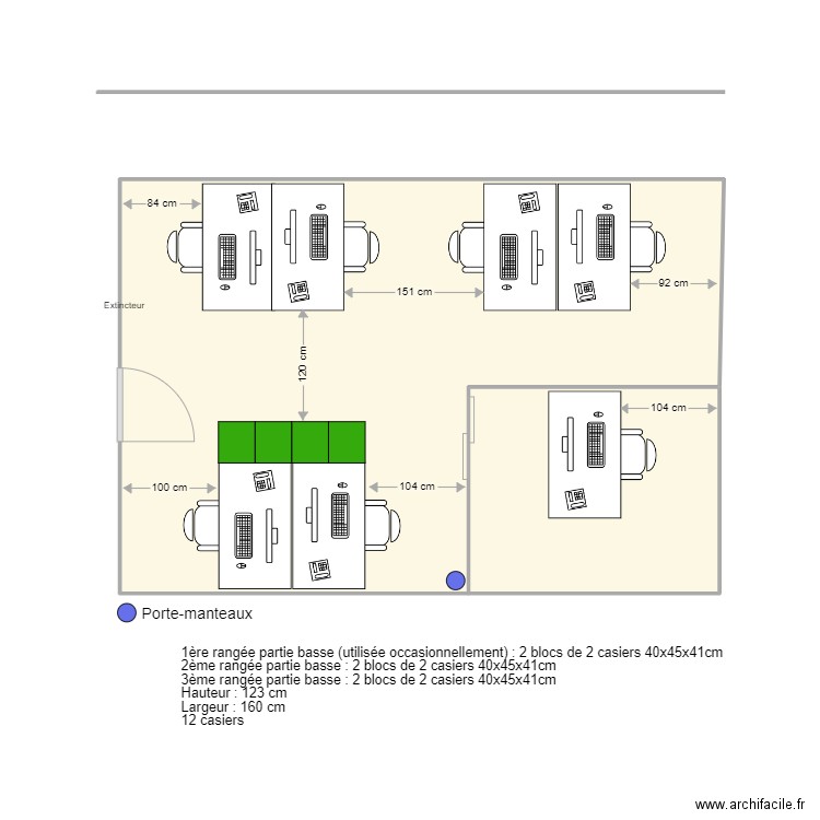 BUREAU 60 V5. Plan de 2 pièces et 29 m2