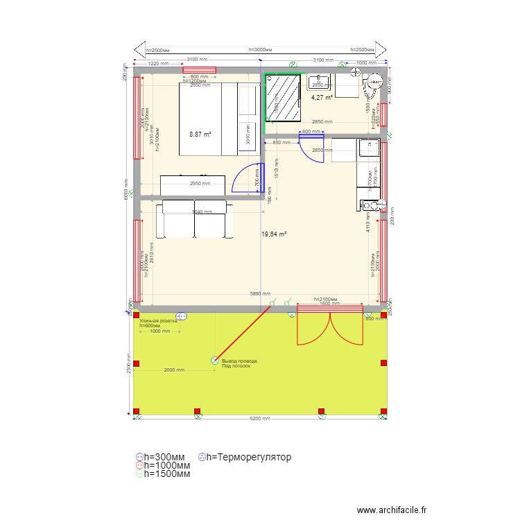 Dmitrov 6 6 2. Plan de 4 pièces et 47 m2