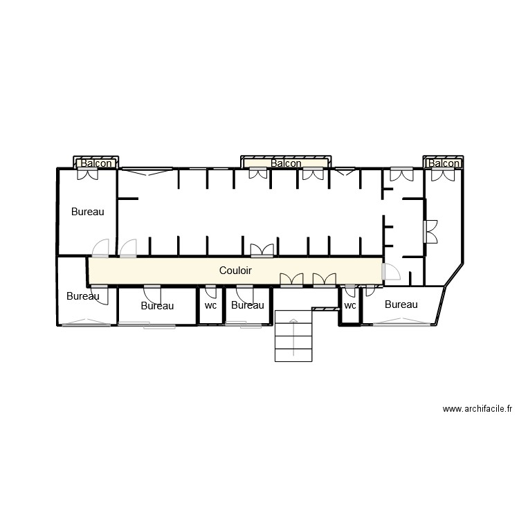 Plan 2è étage DRF. Plan de 11 pièces et 8 m2