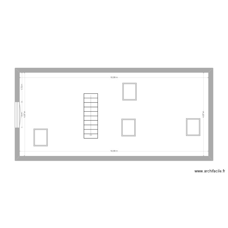 2eme étage lot A Saint Georges vide. Plan de 1 pièce et 54 m2