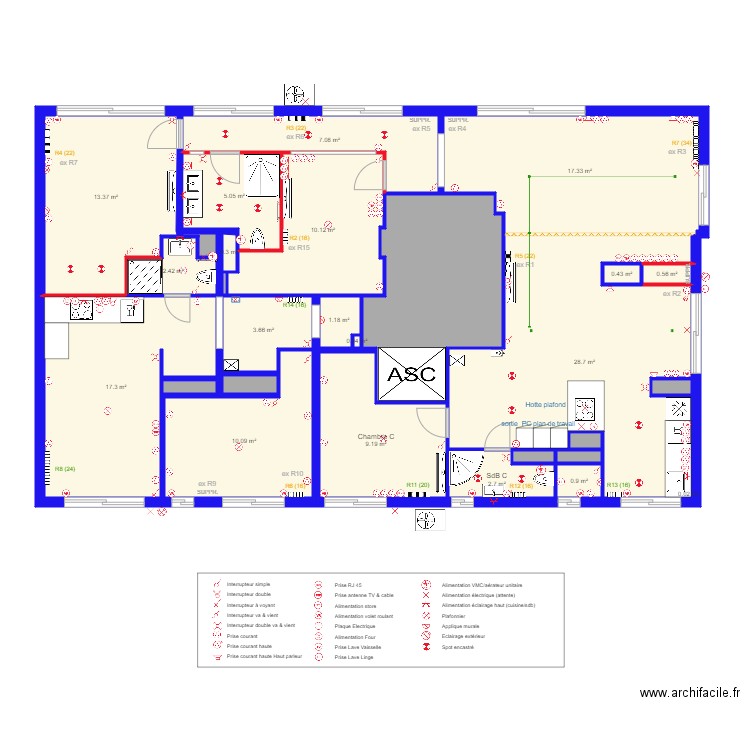 BLRPlanFinalRadiateursEtElectricité. Plan de 0 pièce et 0 m2