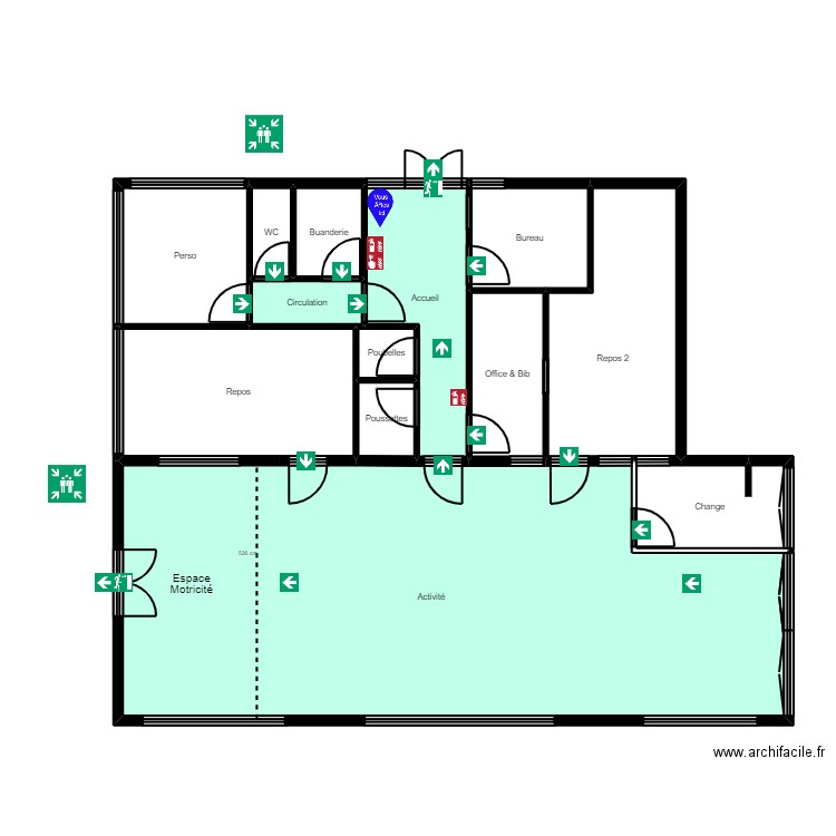 Paris Thionville 75019 Projet EVAC. Plan de 13 pièces et 135 m2