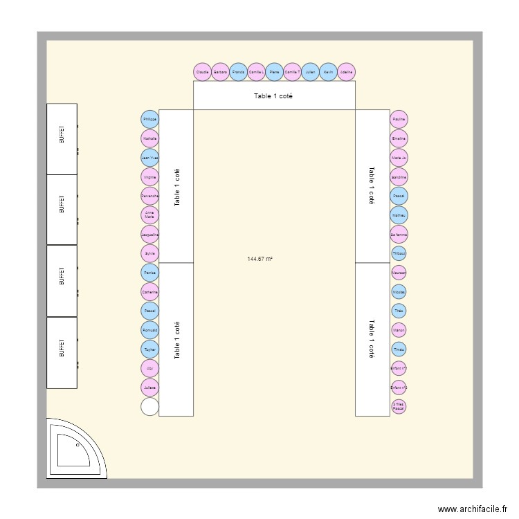 Plan De Table Vierge à Imprimer Gratuit Plan de table anniversaire - Plan 1 pièce 145 m2 dessiné par Camille59600
