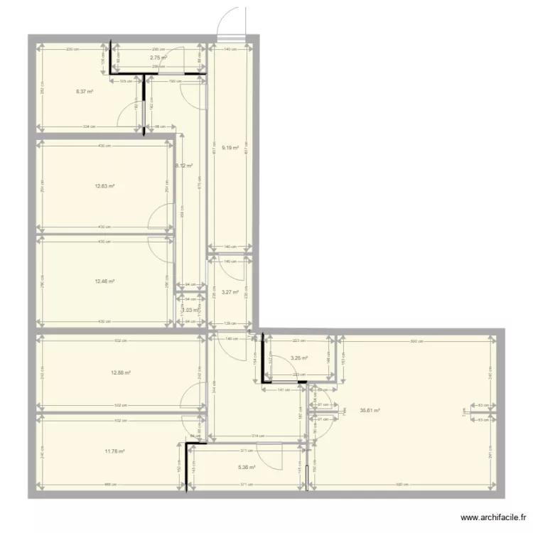 cloisons &agrave; casser. Plan de 
