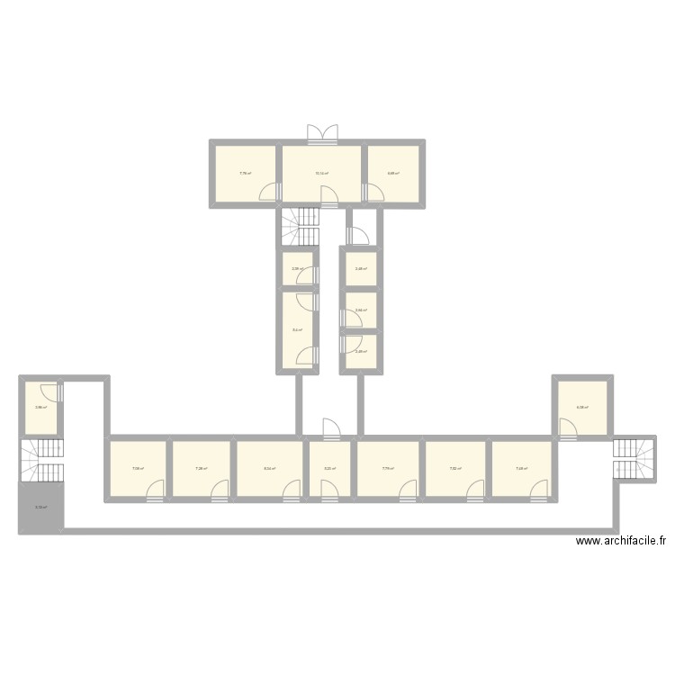 frans plan école 1e étage. Plan de 18 pièces et 104 m2