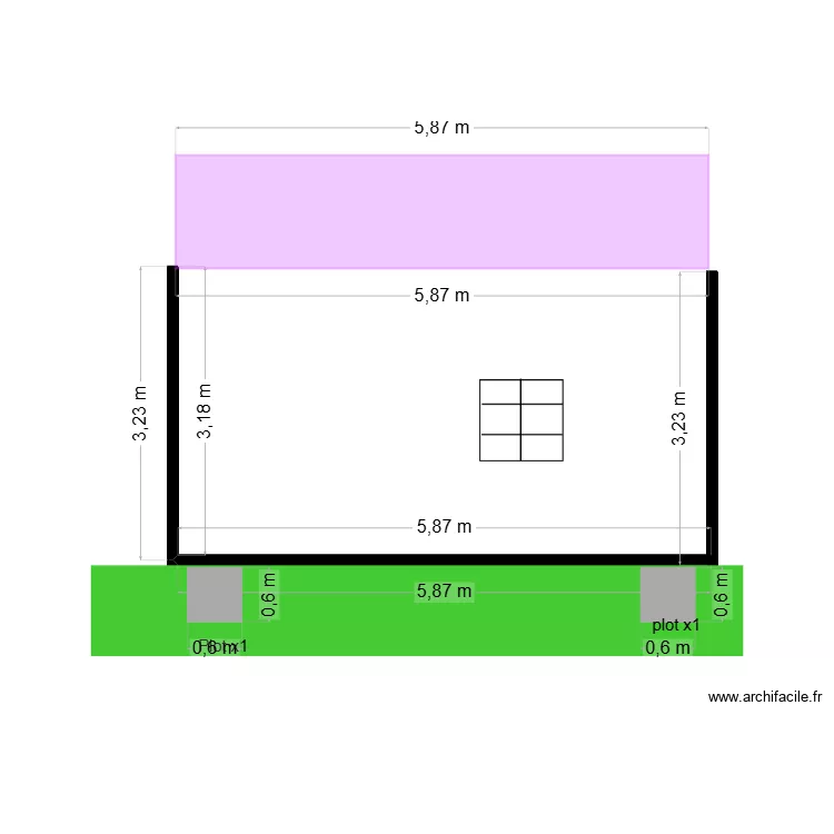 Lacaze vue nord. Plan de 1  et 19 m²