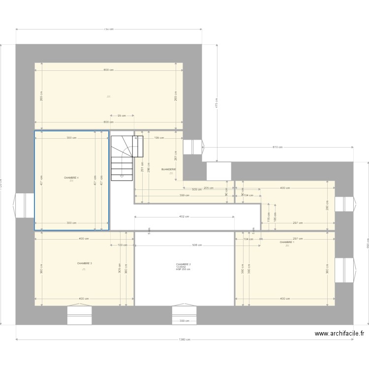 BERGERIE ETAGE PC 4. Plan de 5 pièces et 67 m2