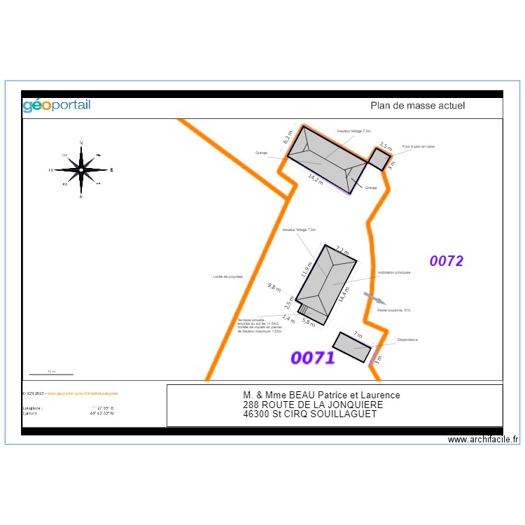 Plan de masse actuel. Plan de 0 pièce et 0 m2