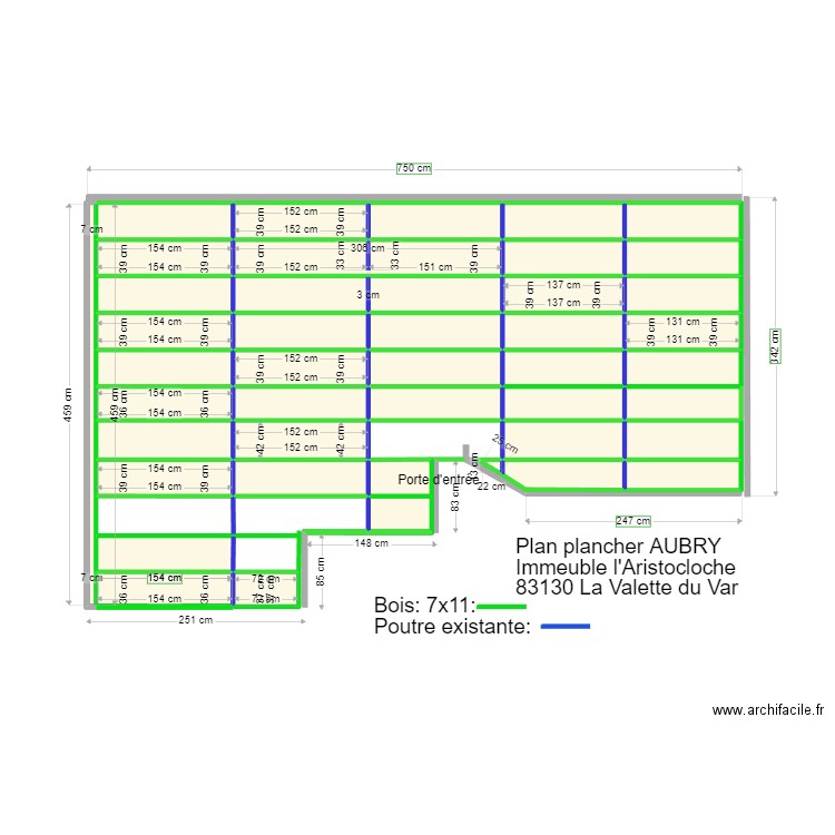 Plan plancher AUBRY AUTRAN. Plan de 44 pièces et 23 m2