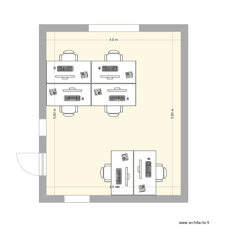 Bureau Anthony TL. Plan de 1 pièce et 28 m2