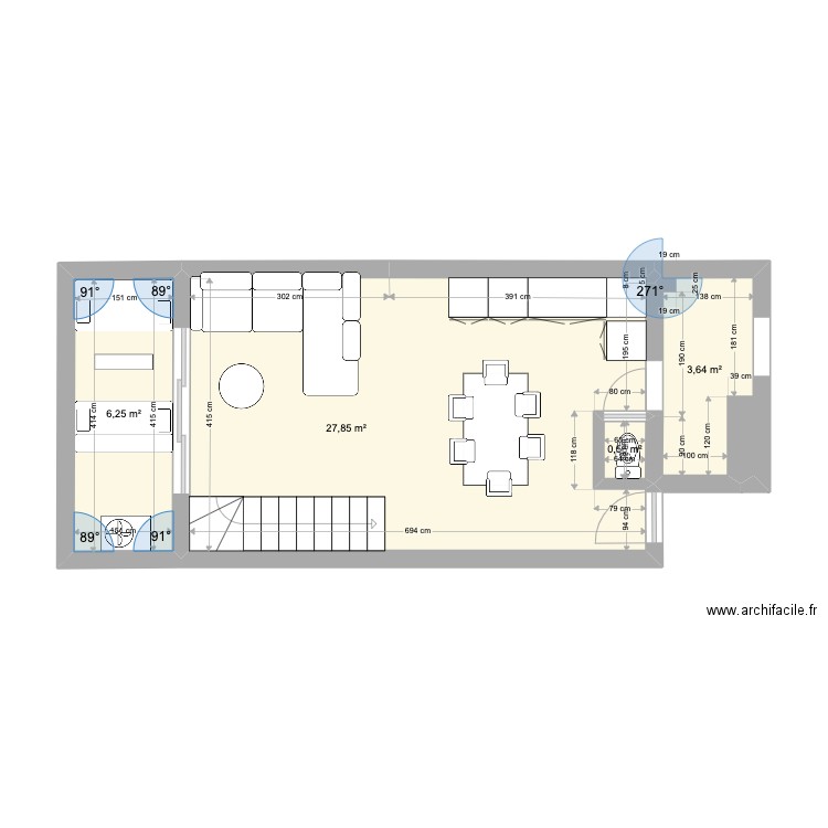 trou d'eau 3. Plan de 4 pièces et 38 m2